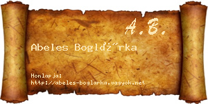 Abeles Boglárka névjegykártya